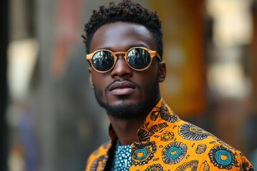Stylish young man posing outdoors urban portrait vibrant environment fashion and culture