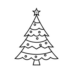 A simple Christmas tree icon in a flat design vector illustration