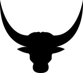 Bull head icon, black silhouette and outline vector of cattle, ox, buffalo, and cow skulls with horns, animal head logo, ranch, farm, rodeo, mascot and tattoo design isolated on transparent background
