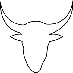 Bull head icon, black silhouette and outline vector of cattle, ox, buffalo, and cow skulls with horns, animal head logo, ranch, farm, rodeo, mascot and tattoo design isolated on transparent background