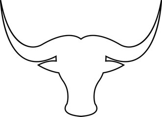 Bull head icon, black silhouette and outline vector of cattle, ox, buffalo, and cow skulls with horns, animal head logo, ranch, farm, rodeo, mascot and tattoo design isolated on transparent background