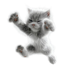 white cat on white background