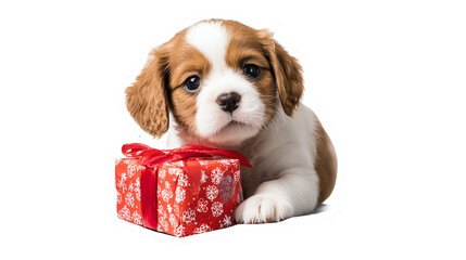 puppy with christmas gift