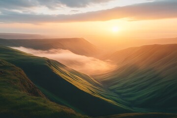 Sunrise Over Misty Mountain Valley