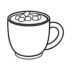 A cup of hot cocoa with marshmallows on a plain white background vector illustration