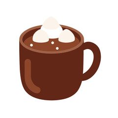 A warm cup of hot cocoa with marshmallows on a white background vector illustration