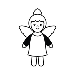 A cute kid dressed as a Christmas angel on a white background vector illustration