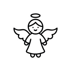 A child wearing a Christmas angel costume on a white background vector illustration