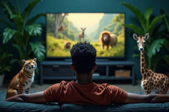 Capturing the Essence: African American Individual Viewing a Movie in the Heart of a Tropical Jungle