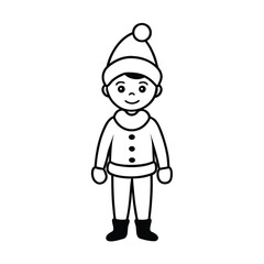A child wearing a Christmas Santa costume on a plain white background vector illustration