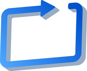 Gradient blue 3D refresh arrow in a square design  isolated on transparent background