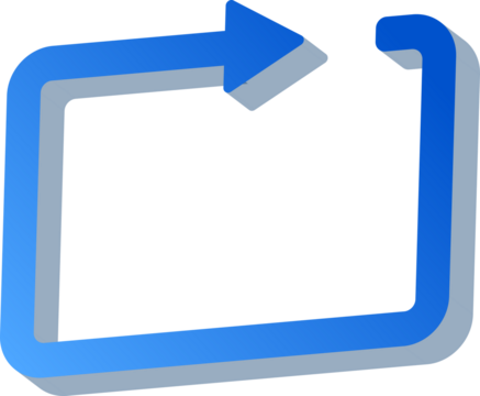 Gradient blue 3D refresh arrow in a square design  isolated on transparent background