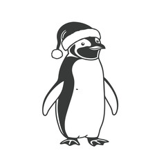 A penguin wearing a Santa hat on a white background vector illustration