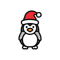 A simple illustration of a penguin in a Santa hat on a white background vector illustration