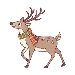 A reindeer with a scarf on a white background vector illustration