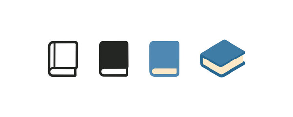 Book icons set: flat, solid, colorful, isometric designs for digital projects