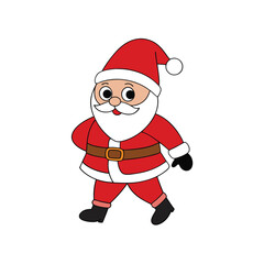 A festive Santa Claus in a walking pose on a white background vector illustration