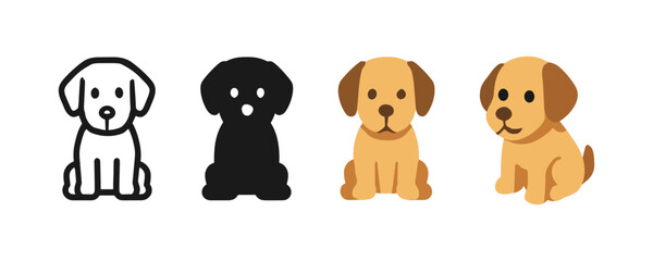 Obraz premium Cute puppy icons in flat and minimalist style