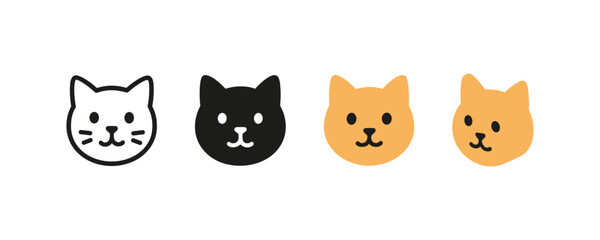 Minimalist cat icons in diverse styles: outline, solid, flat, and 3d perspective