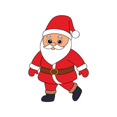A simple illustration of Santa Claus in a walking pose on a white background vector illustration