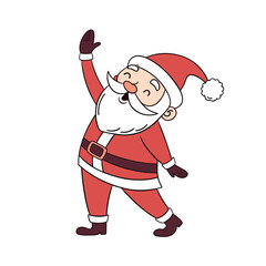 A festive Santa Claus in a waving pose on a plain white background vector illustration
