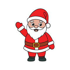 A festive Santa Claus in a waving pose on a white background vector illustration