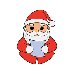 Santa Claus reading letters from children vector illustration