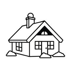 A simple illustration of a snow covered house on a white background vector illustration