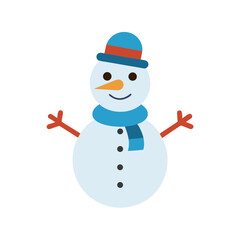 A cute snowman doing a winter activity on a plain white background vector illustration