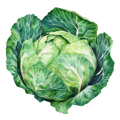 Obraz premium Cabbage Vegetable Watercolor Clipart PNG