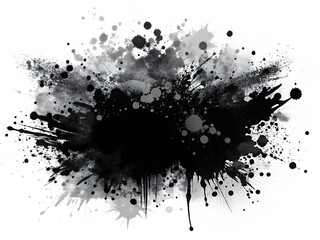 Abstract black in splash, paint, brush strokes, stain grunge isolated on white background