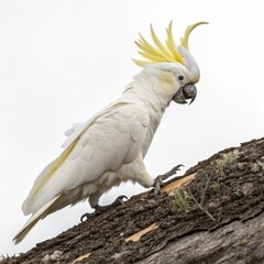 Sulphur-crested Cockatoo on Wood Close-up Profile, Bird Photography, Wildlife, Cockatoo Portrait Sulphur-crested Cockatoo, bird photography