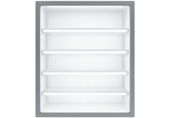 Empty Refrigerator with Illuminated Shelves on Transparent Background