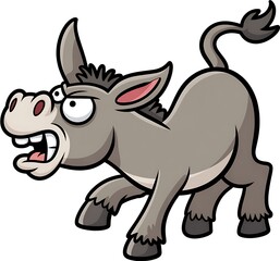 Fototapeta premium Cartoon donkey illustration with a grumpy expression suitable for childrens books and digital media showcasing animal emotions