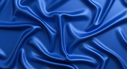 Fototapeta premium A luxurious blue silk fabric with elegant folds and waves