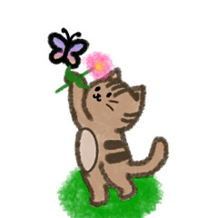 cat with flowers