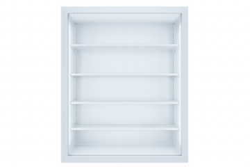 Empty white commercial refrigerator with transparent background