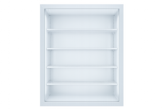 Empty white commercial refrigerator with transparent background