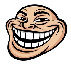 Internet Troll Face Meme Expression with Evil Grin for Social Media and Online Culture Illustration