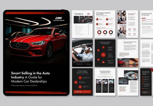 Digital Brochure & Ebook Template with Car Dealership & Automotive Theme