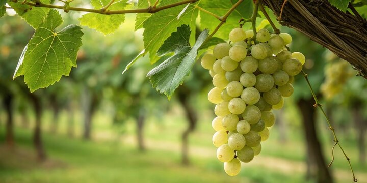 Vineyard Harvest Close-up Composition of Green Grapes, Nature Photography, Winemaking Vineyard, Grapes