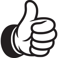 Vector art of cartoon hand giving a thumbs up gesture, signifying approval and success