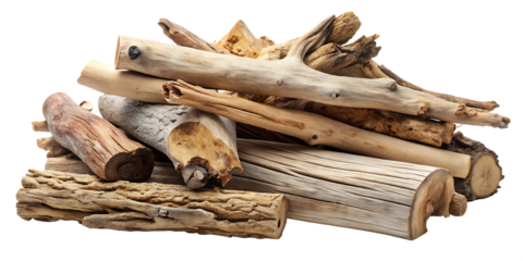 pile of firewood isolated on white background 