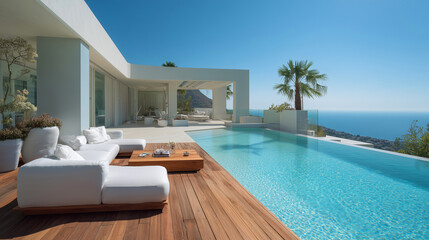 Luxury modern villa with infinity pool and ocean view