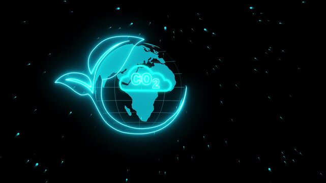 4k Businessman shows virtual leaf icon with CO2 icon. Net zero greenhouse gas emissions target. Reduce CO2,red business using environmentally renewable energy. change, weather concept.