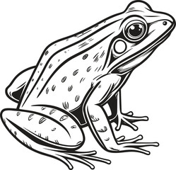Detailed Black and White Frog Sketch Illustration with Anatomical Features Hand Drawn Wildlife Nature Educational Vector
