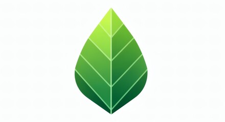 A clean vector depiction of a leaf, bold smooth outlines and flat green color, centered on plain white background, minimal design with no extra elements