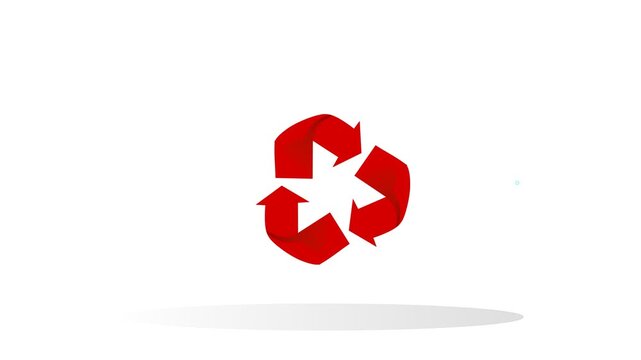 3d Red recycle Circular Arrow 4k animation with alpha channel on white background