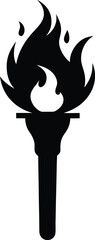 fire torch   black silhouette vector,flaming torch  icon vector