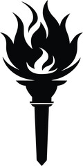fire torch   black silhouette vector,flaming torch  icon vector